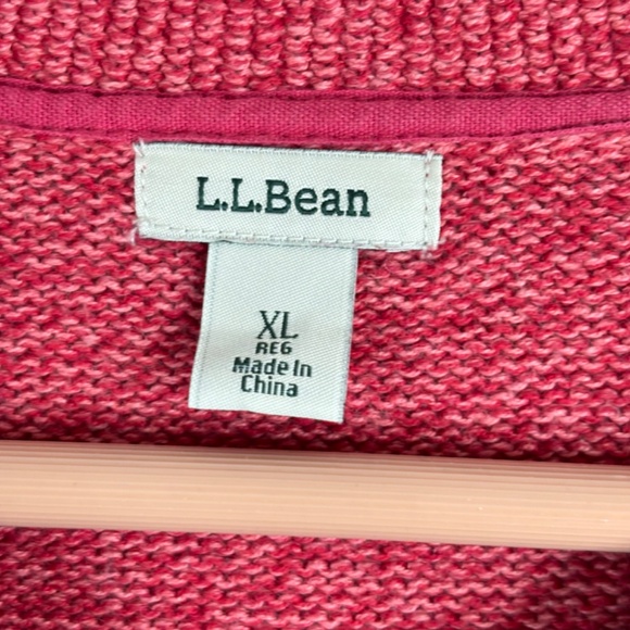 LL Bean Cable Knit Cardigan Sweater XL Pink Button Up Granny Fisherman Cottage - Picture 5 of 11